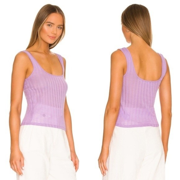 Vince Ribbed Tank Top M Purple Square Neck Shirt SOLD - Picture 4 of 13